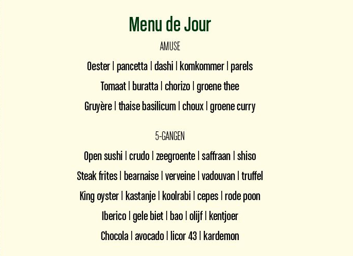 Menu dinnernight